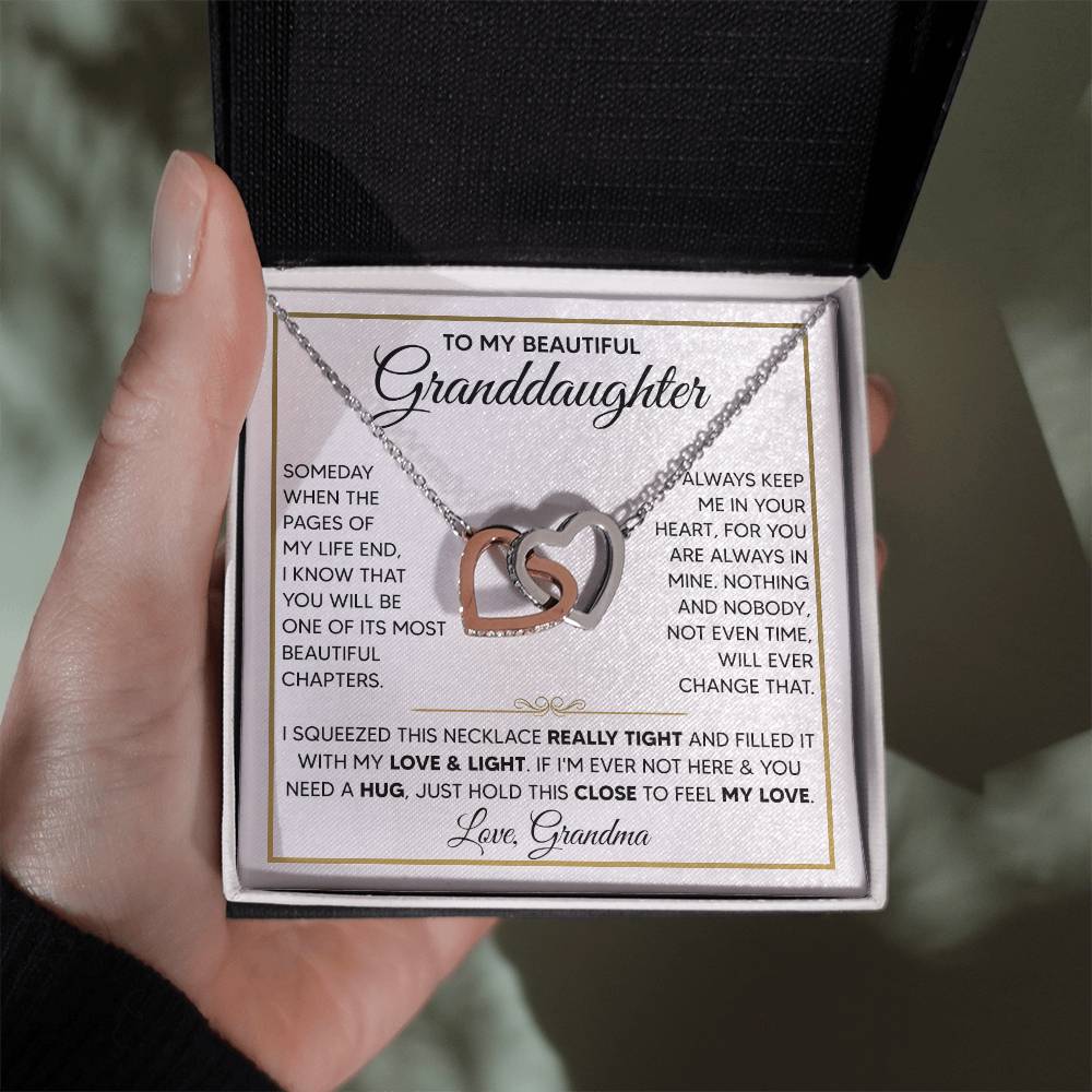 To My Granddaughter - Interlocking Hearts Necklace
