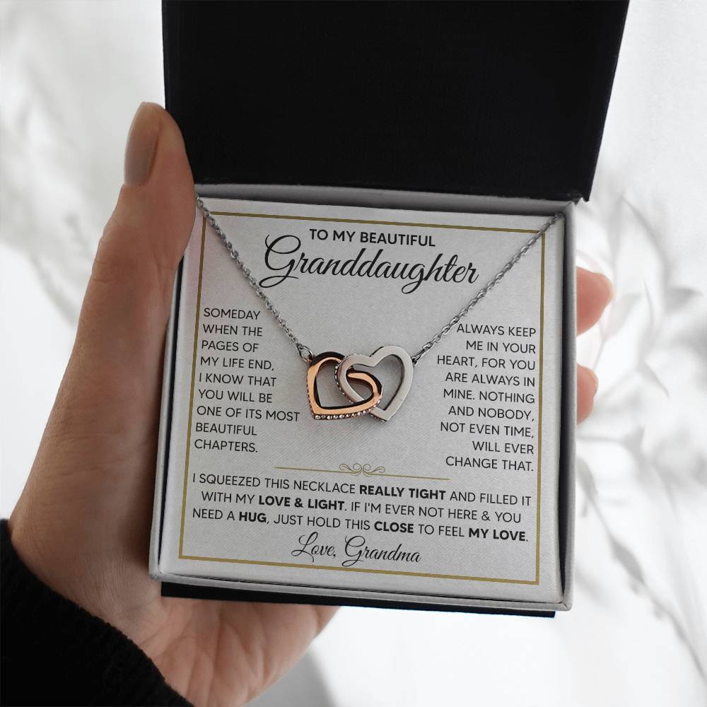 To My Granddaughter - Interlocking Hearts Necklace