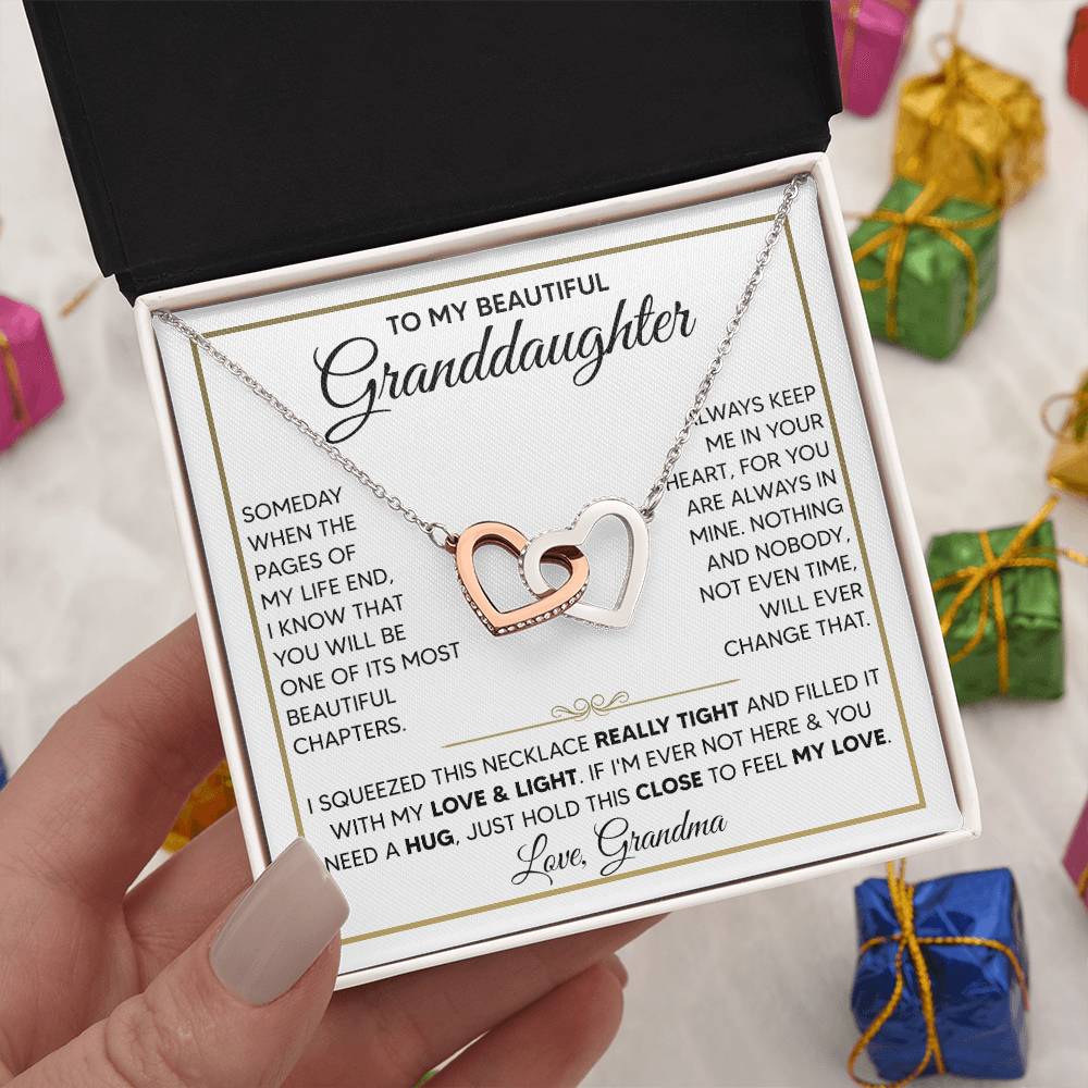 To My Granddaughter - Interlocking Hearts Necklace