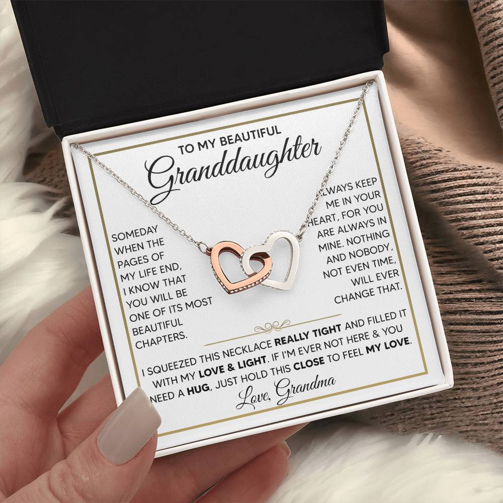To My Granddaughter - Interlocking Hearts Necklace