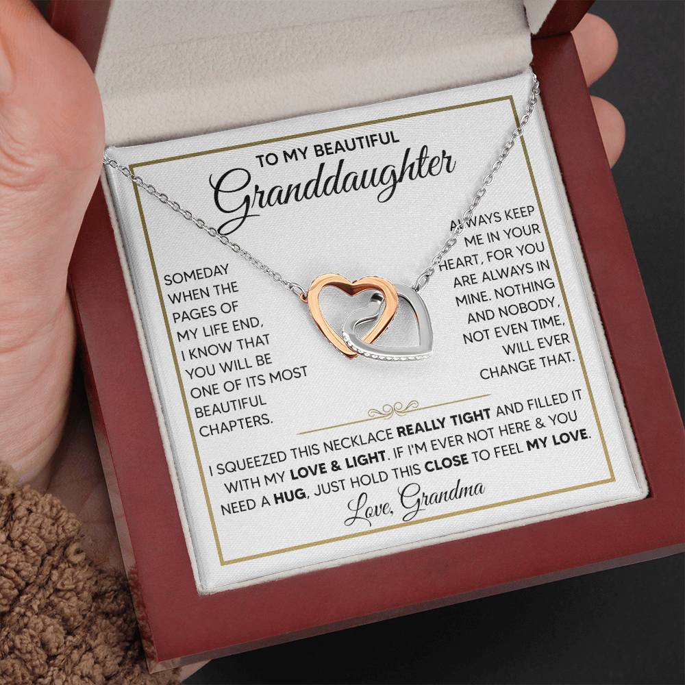 To My Granddaughter - Interlocking Hearts Necklace