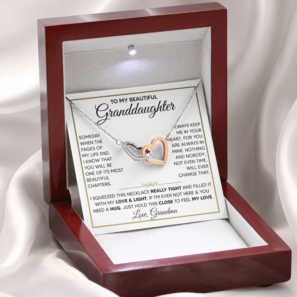 To My Granddaughter - Interlocking Hearts Necklace