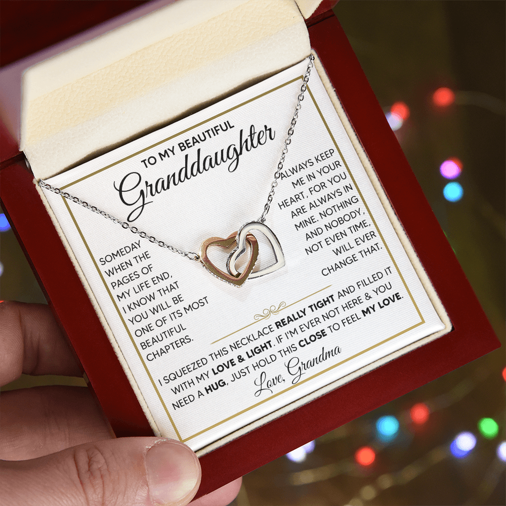 To My Granddaughter - Interlocking Hearts Necklace