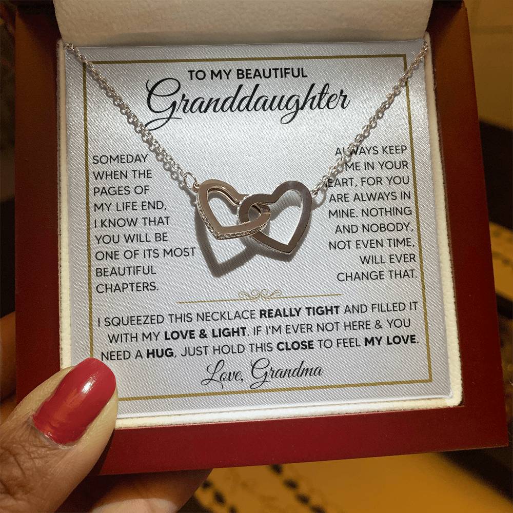 To My Granddaughter - Interlocking Hearts Necklace