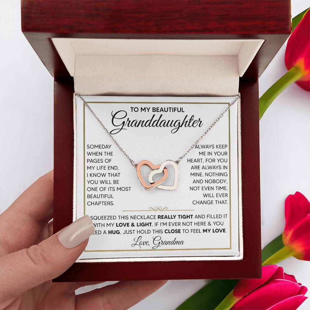 To My Granddaughter - Interlocking Hearts Necklace