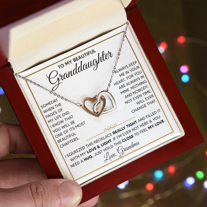 To My Granddaughter - Interlocking Hearts Necklace
