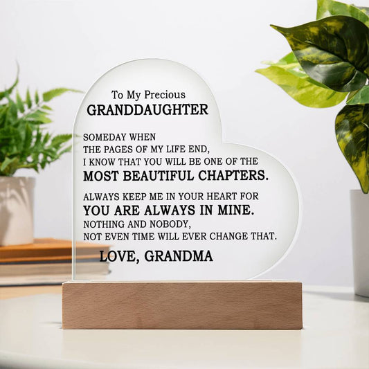 To My Precious Granddaughter - Heart Plaque