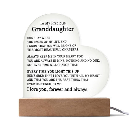 To My Precious Granddaughter - Heart Plaque