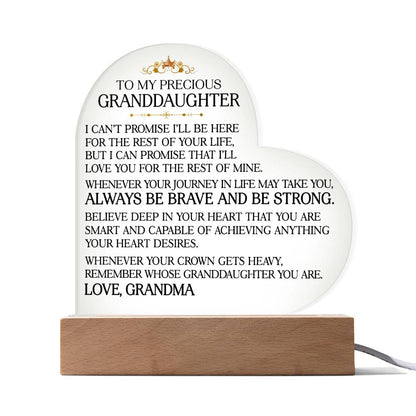 To My Precious Granddaughter - Heart Plaque