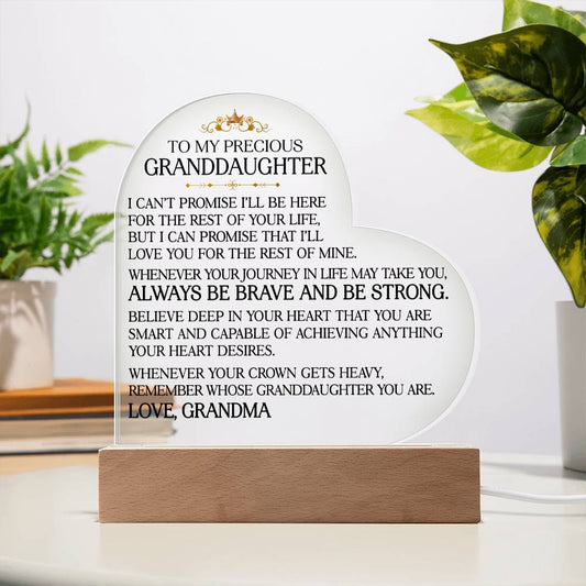 To My Precious Granddaughter - Heart Plaque