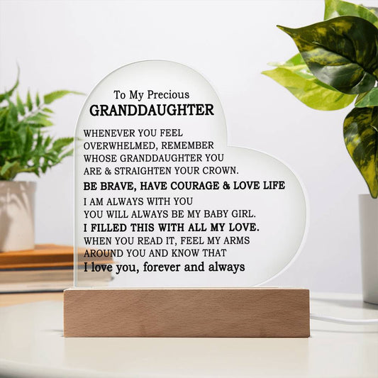 To my Precious Granddaughter - Heart Plaque