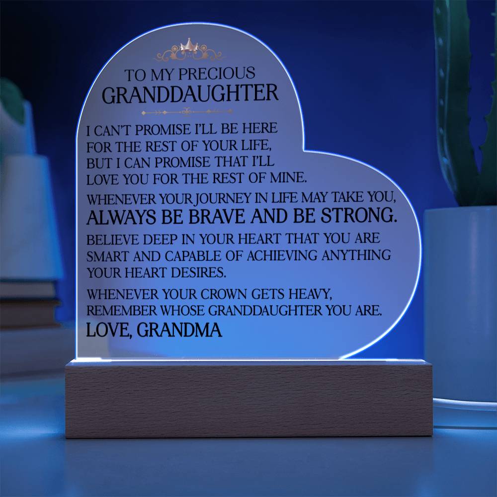 To My Precious Granddaughter - Heart Plaque