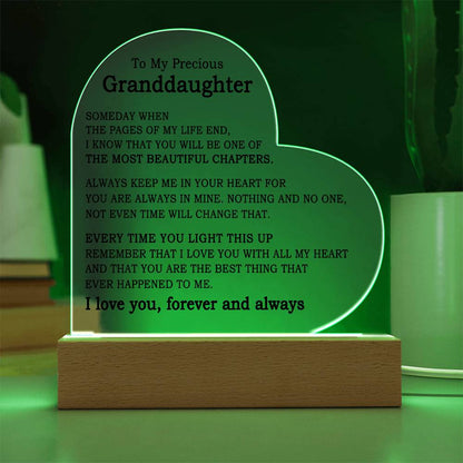 To My Precious Granddaughter - Heart Plaque