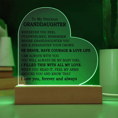 To my Precious Granddaughter - Heart Plaque