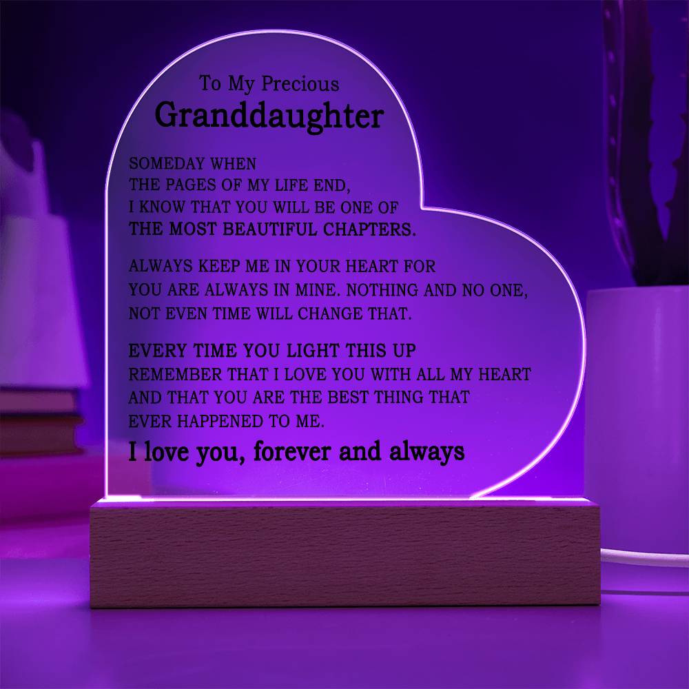 To My Precious Granddaughter - Heart Plaque