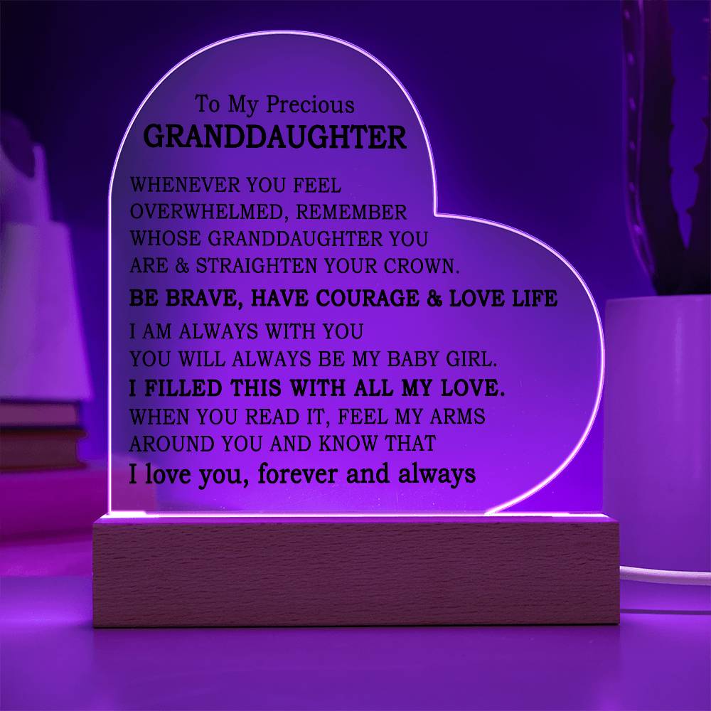 To my Precious Granddaughter - Heart Plaque