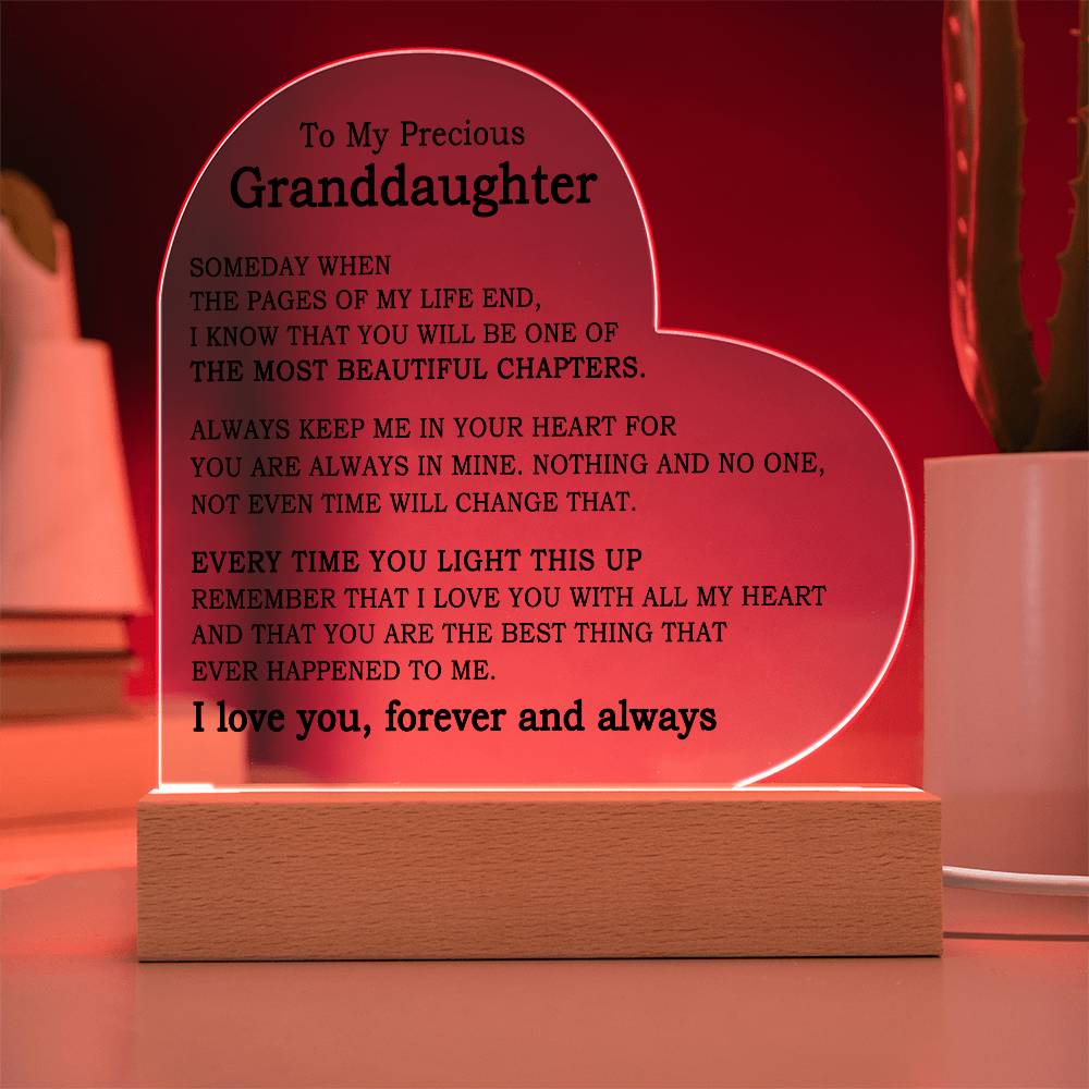 To My Precious Granddaughter - Heart Plaque