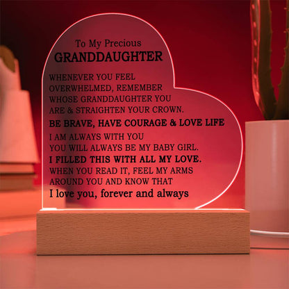 To my Precious Granddaughter - Heart Plaque